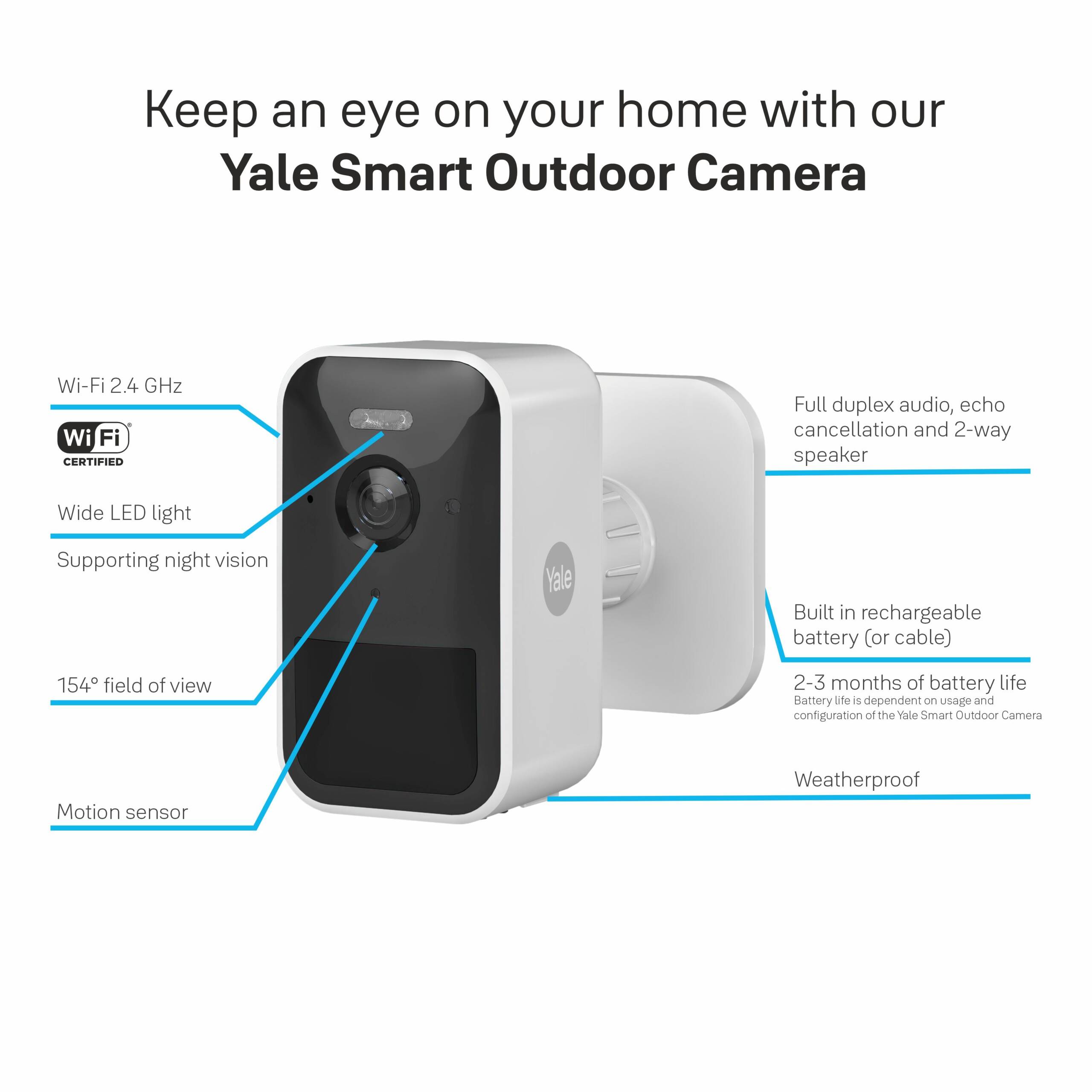 Yale Smart Outdoor Camera 1080p FHD | Motion Trigger | 2-way Audio | Color Night vision | Spotlight | Solar Charger (Optional) | Works with Yale home App - Image 4