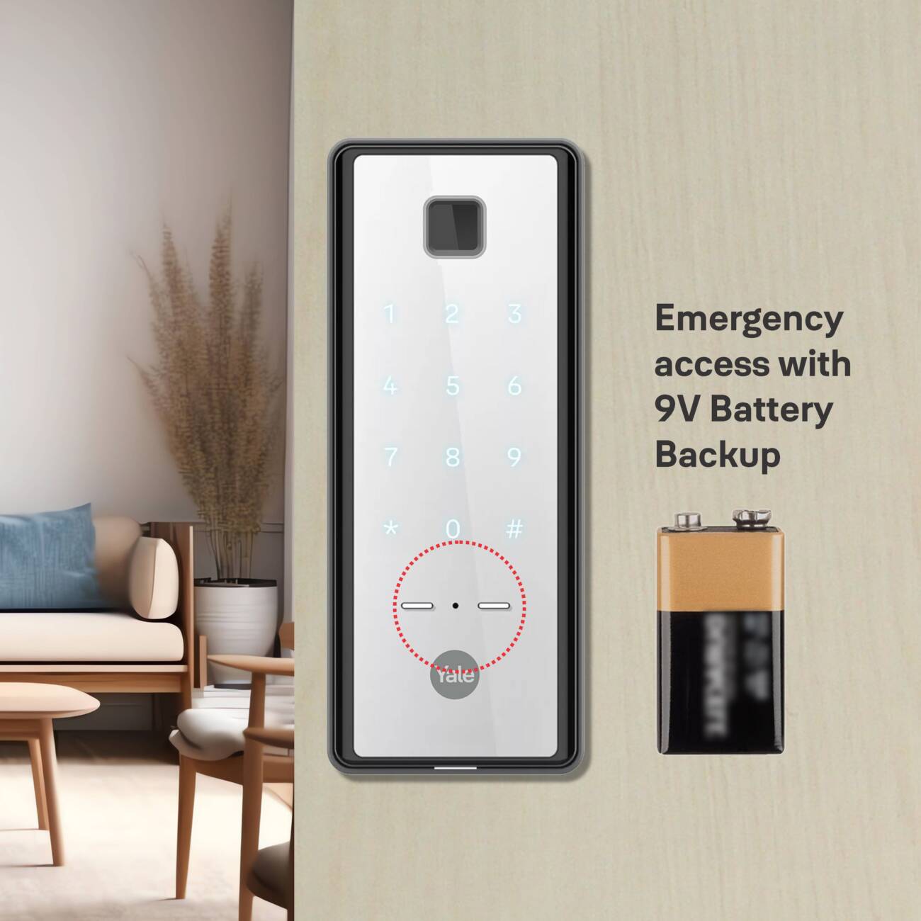Yale Reflecta Digital Lock, Mirror finish with PIN and Fingerprint access - Image 4