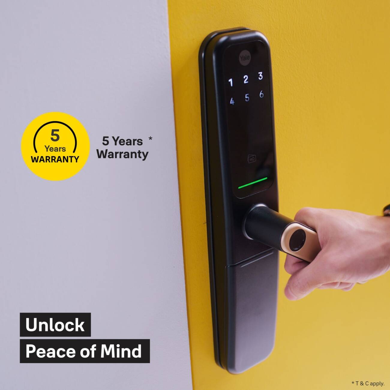 ByYou Mortise Smart Door Lock with 5 Way Unlocking Fingerprints, In-built Bluetooth, PIN Code, RFID Tag, Manual Key (Black/Gold) - Image 2