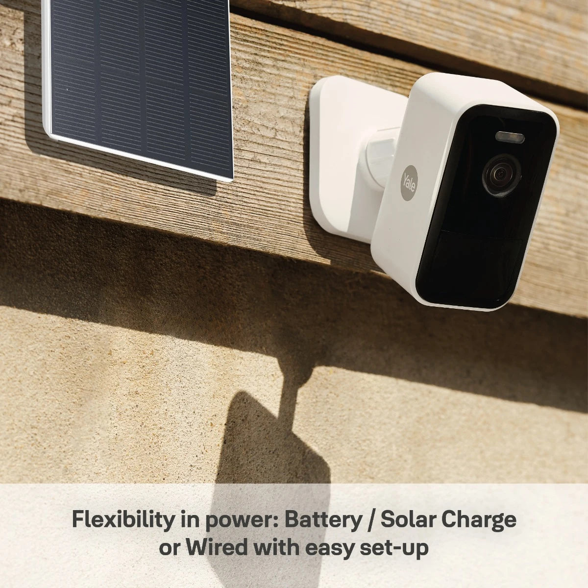 Yale Solar Panel Charger for Smart Outdoor Camera, weather resistant with built-in 2 meter long USB- cable - Image 2